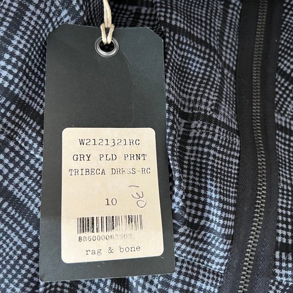NWT RAG & BONE Tribeca Dress Gray Black Plaid sz 10 Sleeveless Mini - Picture 15 of 16